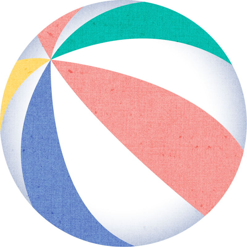 Beach Umbrella With Chair And Ball Png Clip Art - Pelotas De Piscina Png (800x800)