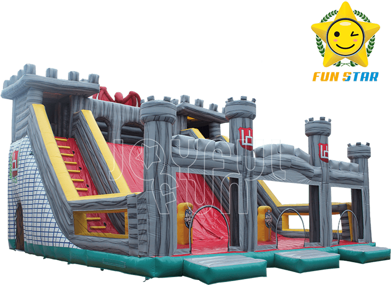 Big Inflatable Castle Playground With Double-lane Slide - Inflatable (800x600)