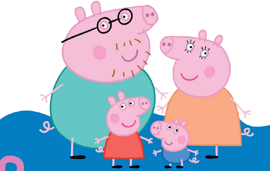 Edible Peppa Pig Family Cake Topper Round Personalized - Peppa Pig And Ben And Holly (900x571)