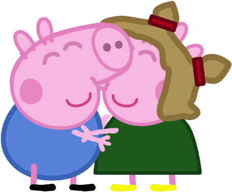 Ellygeorgehug Ellygeorgehug - Mummy Pig And Daddy Pig Kiss (465x408)