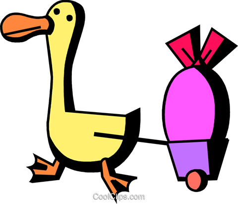 Duck Pulling An Easter Egg In A Wagon Royalty Free - Duck Pulling An Easter Egg In A Wagon Royalty Free (480x411)