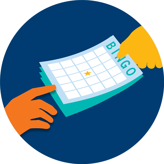 Two People Touching The Same Bingo Cards - Circle (637x637)