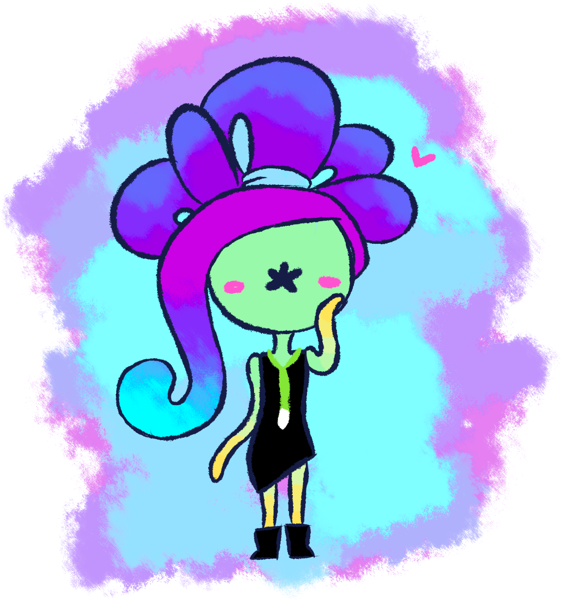 Pink Green Purple Flower Vertebrate Violet Cartoon - Splatoon Cucumber (1124x1201)