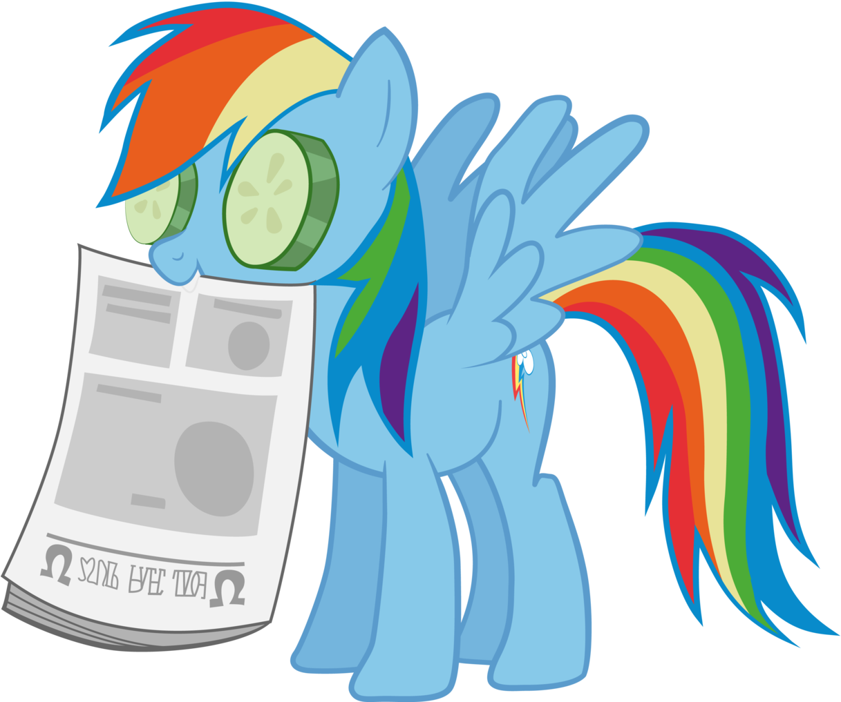 Marker, Cucumber, Female, Newspaper, Pony, Rainbow - Rainbow Dash (1250x1024)