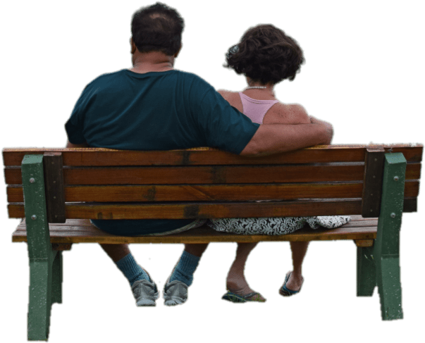 Couple On A Bench Hind View - Portable Network Graphics (676x556)