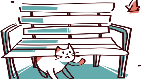 Cat Under The Bench Clipart (512x269)