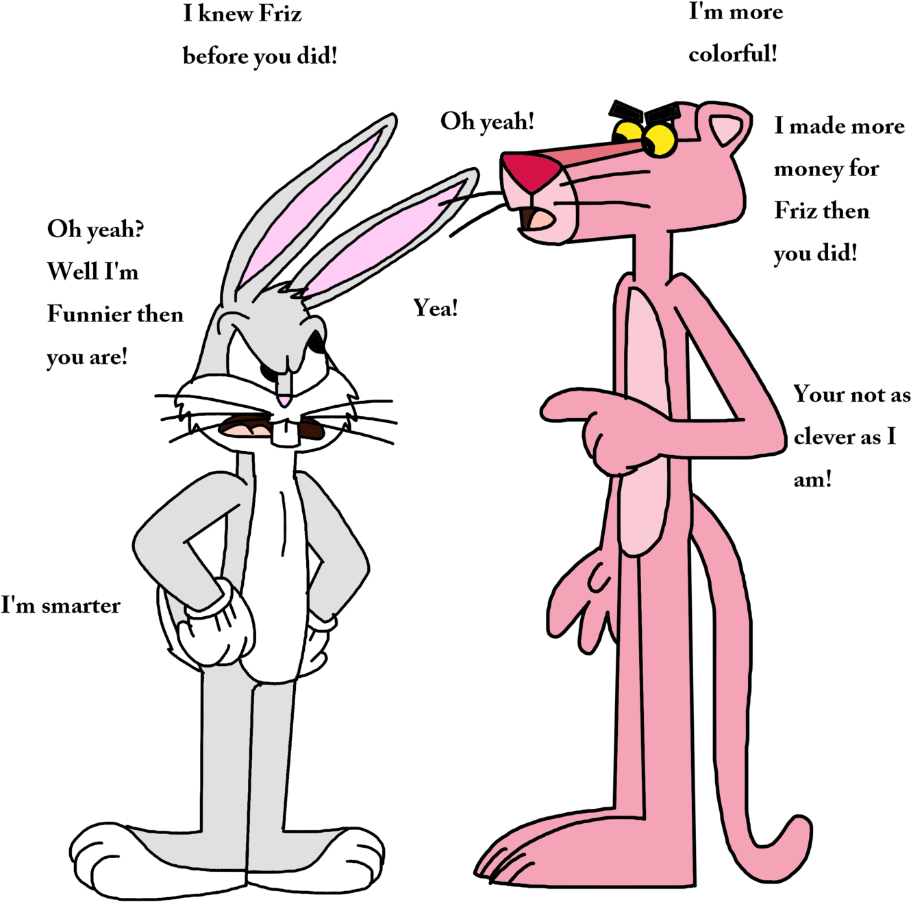 Marcospower1996 Bugs And Pink Panther Arguing About - Cartoon (1600x1600)
