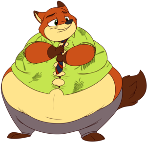 Toon Girl Inflation Art Trade By Tombola1993 On Deviantart - Fat Nick Wilde (400x300)