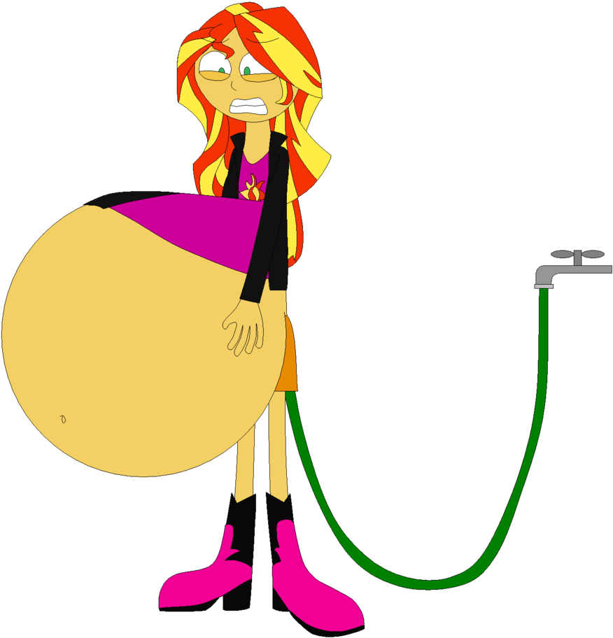 Sunset Shimmer's Water Inflation By Angry-signs - Cartoon Sunset On Water (876x912)