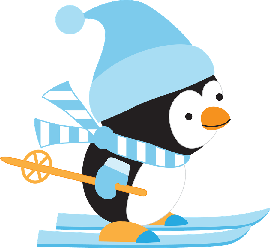 Penguin Skiing Cliparts - Penguin Skiing Clip Art (900x828)