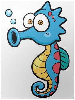 Vector Illustration Of Seahorse Cartoon Poster • Pixers® - Seahorse Cartoon (400x400)
