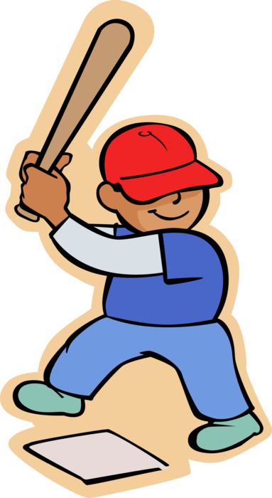 Vector Illustration Of Primary Or Elementary School - Boy With Baseball Bat Clipart (383x700)