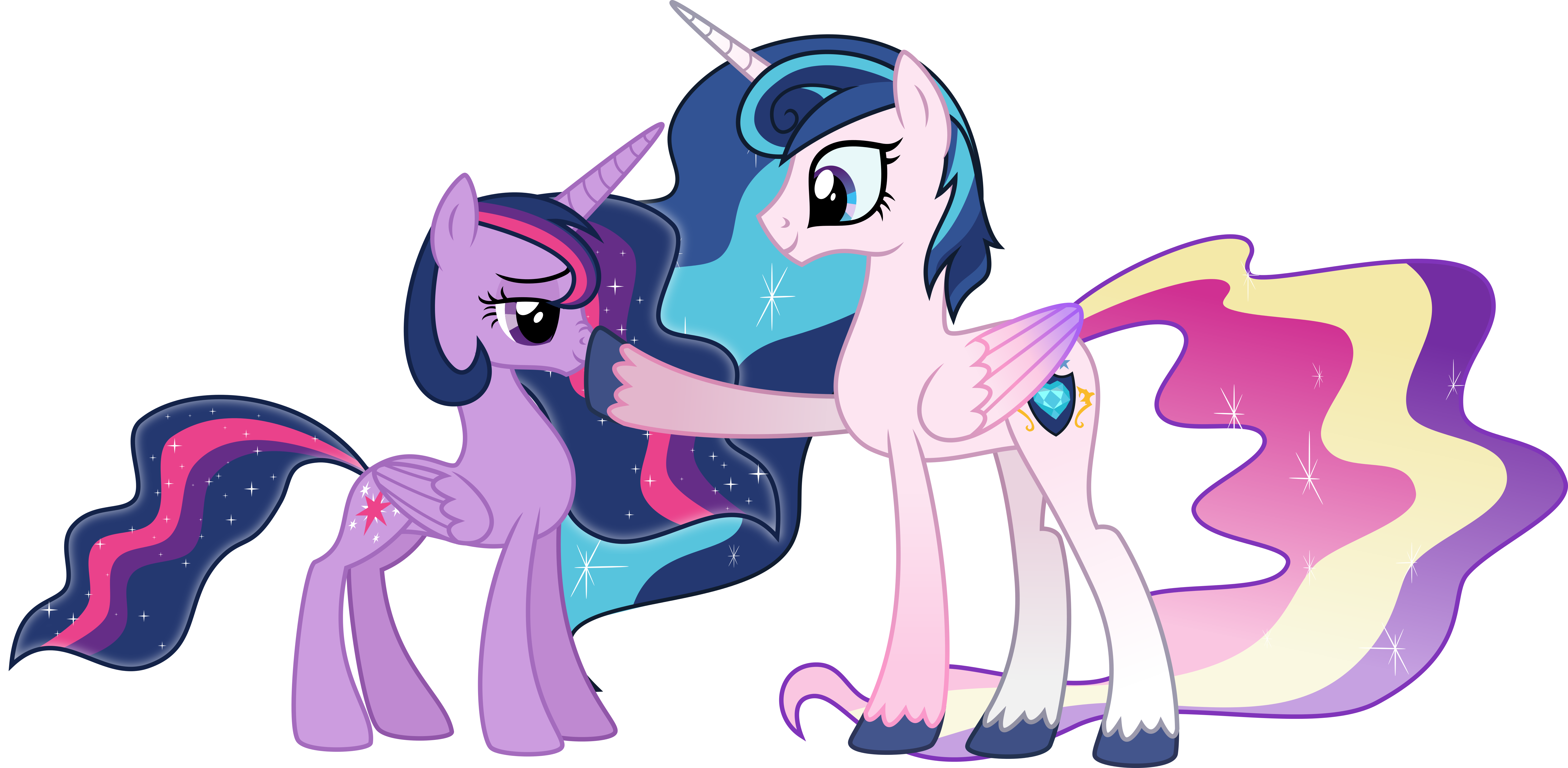 Princess Cadence And Shining Armor Kiss For Kids - Twilight And Celestia Fusion (6186x3031)