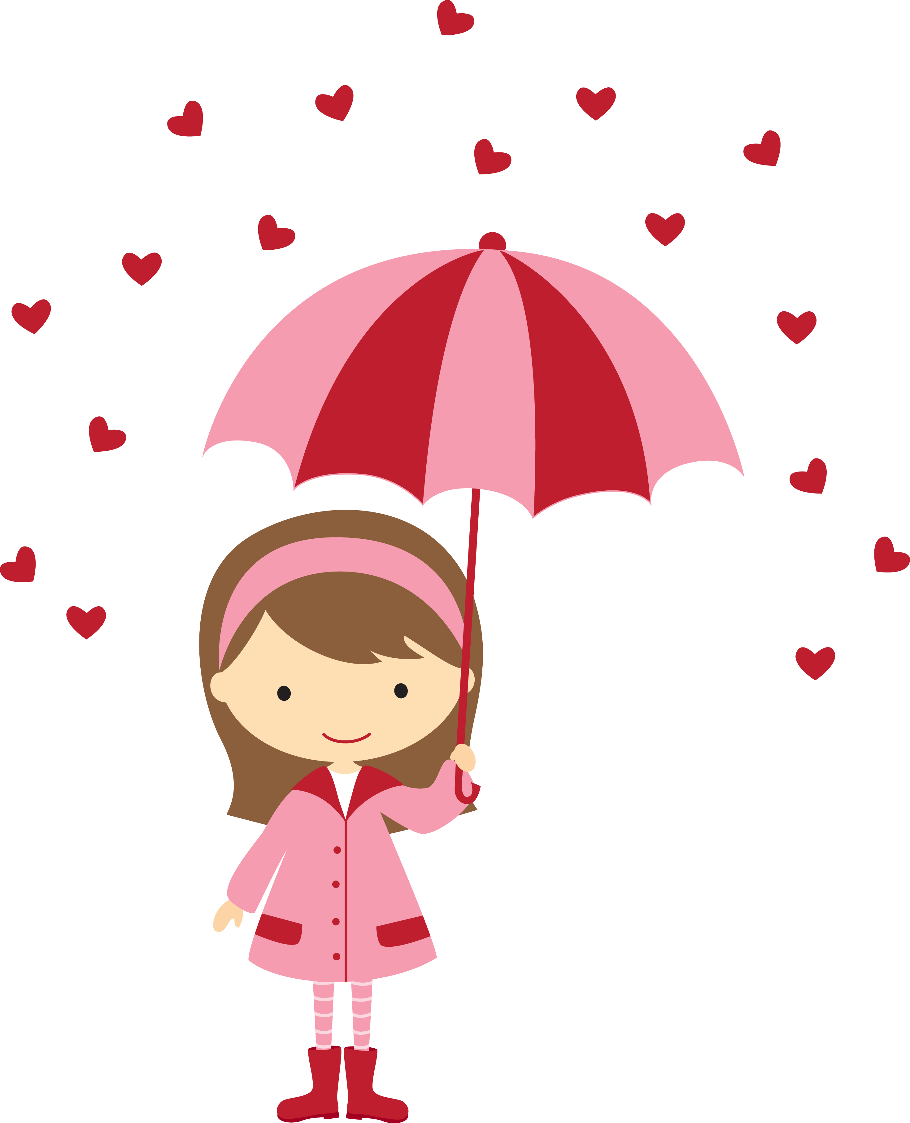 Meninas - Brownhairgirl - Minus - Raining Hearts Clipart (2939x3625)