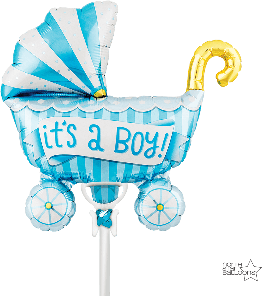 Baby Boy Pram Air Fill Foil Balloon 14" Blue Or - It's A Boy Buggy Air Balloon (1000x1000)