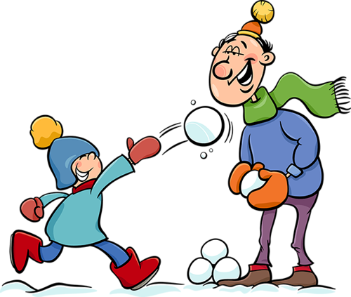 Personnages, Illustration, Individu, Personne, Gens - Snowball Fight Clipart (500x423)