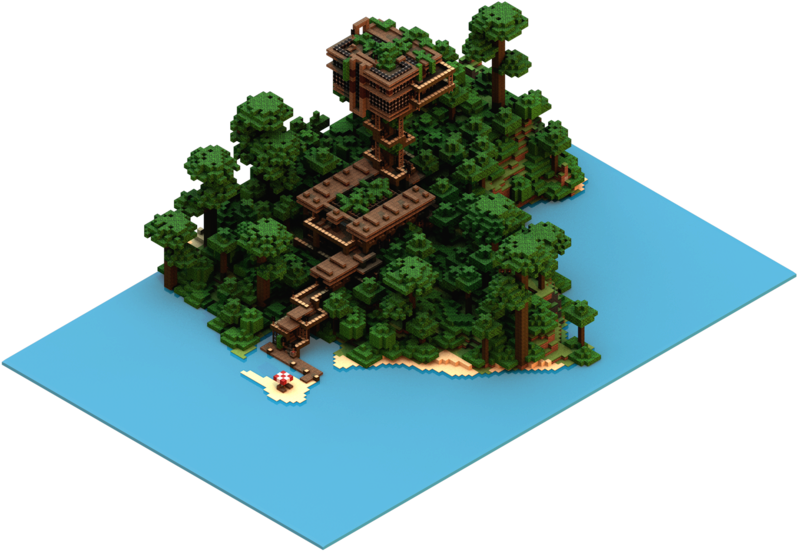 Isometric Minecraft Jungle House By Carlkempe On Deviantart - Pixel Art (1024x576)
