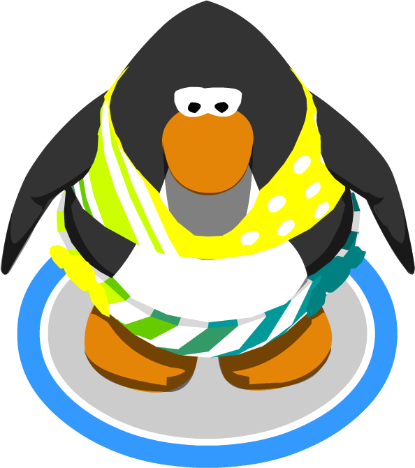 Lemon Lime Stripe Bikini Ingame - Club Penguin Penguins Png (594x671)