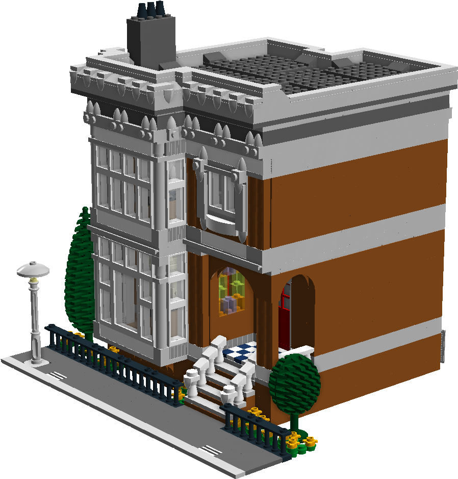 Victorianhouse Frnt Angle2 Orange - Lego Townhouse (1478x981)