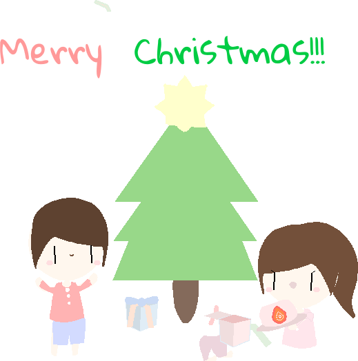 Merry Christmas By Rokki-chan - Cartoon (519x524)
