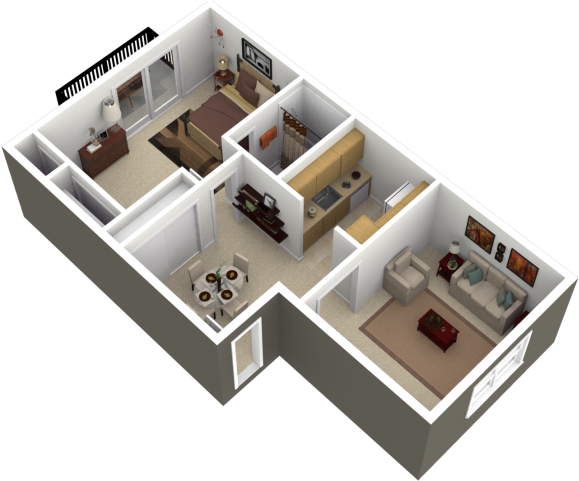 1 Inspirations One Bedroom Apartment Floor Plans 3d - House (640x480)