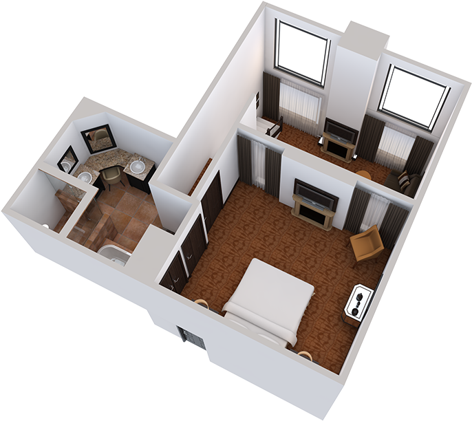 3d Render Of Upstairs In A One Bedroom Two Story Suite - Waldorf Astoria Park City (836x645)