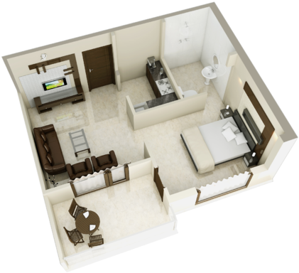 3d Floor Plan In Jalandhar - Jalandhar (500x388)