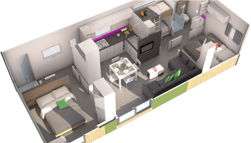 Sunêlia Luxe Taos 6 Personnes Plan 3d - Mobil Home Taos 2 Chambres (974x496)