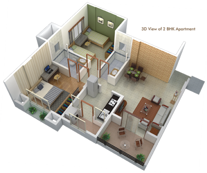 Floor Plan - 2 Bhk Flats In Pune (405x337)