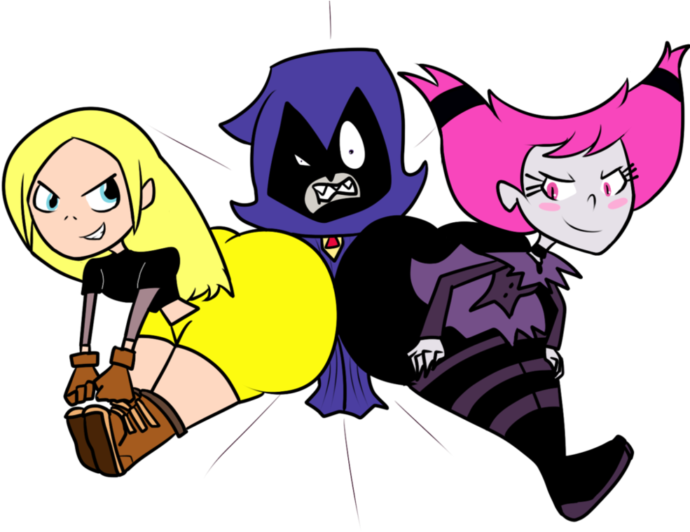 Raven Buttcrushed By Jinx And Terra By Butlova - Cartoon (999x799)