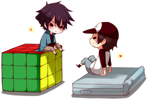 Anime Boy Clipart Gamer - Anime Boy With Rubik's Cube (500x339)