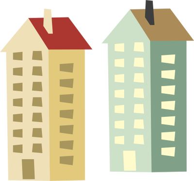 Urban Clipart High Rise Building - Apartment Building Vector Png (400x372)