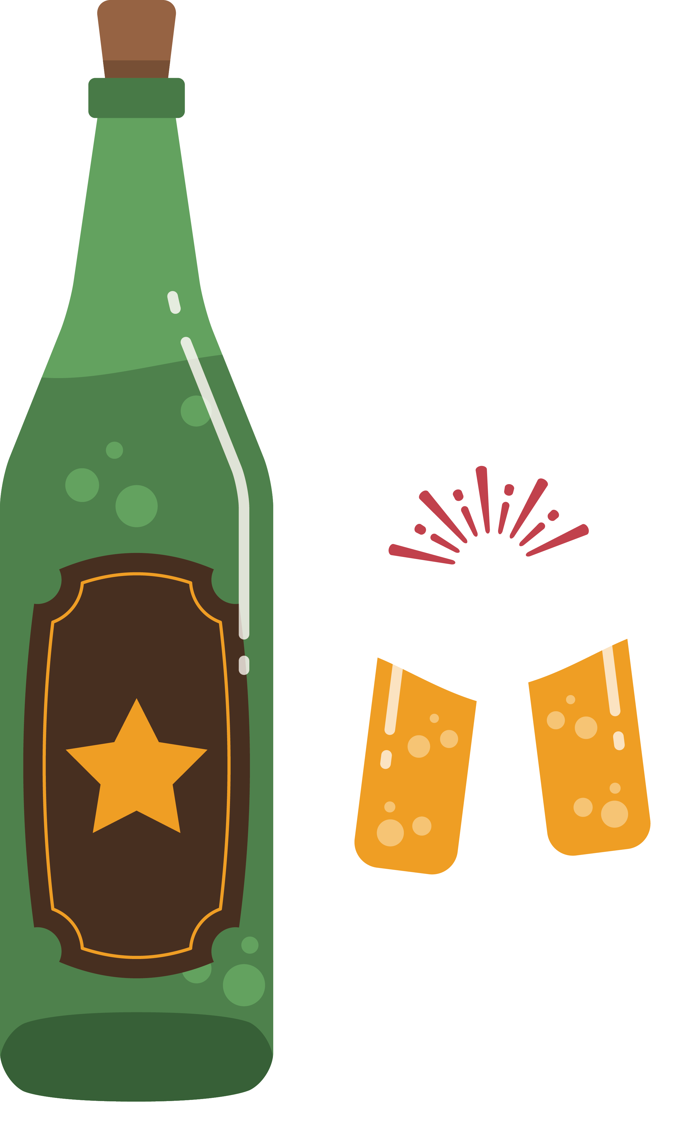 Champagne New Year Fireworks Illustration - Beer Bottle (2366x3911)