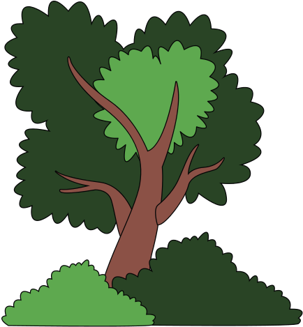 Tree With Bushes Vector - Little Boy At Park (550x550)