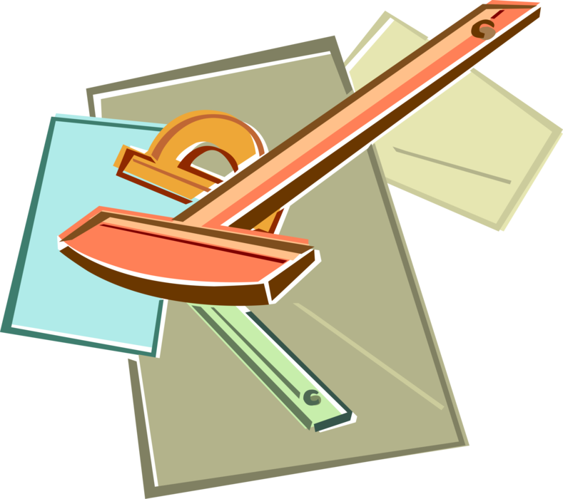 Vector Illustration Of Geometry Protractor, T-square, - Vector Illustration Of Geometry Protractor, T-square, (789x700)