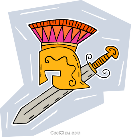Capacete Romano Guerreiro Ea Espada Livre De Direitos - Illustration (458x480)
