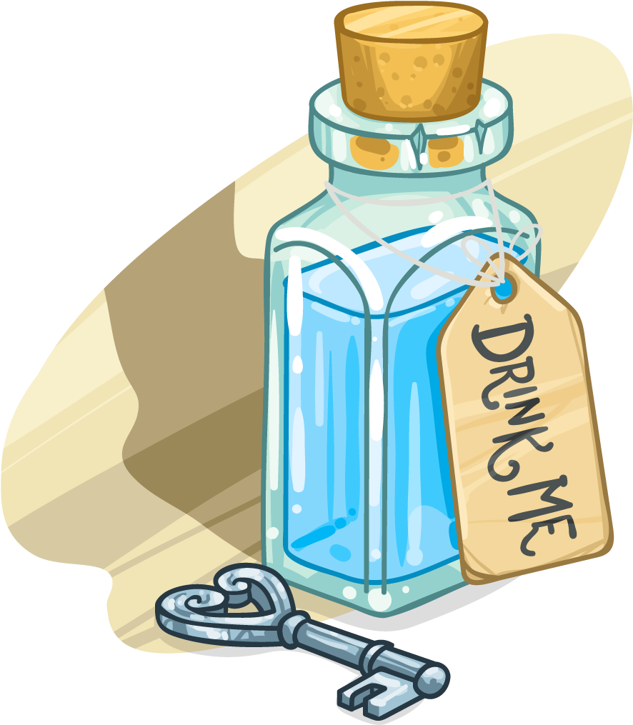 Bottle Clipart Drink Me Pencil And In Color Bottle - Alice In Wonderland Drink Me Bottle Drawing (1024x1024)
