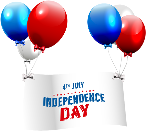 Independence Day With Balloons Transparent Png Clip - Independence Day Png Text (600x539)