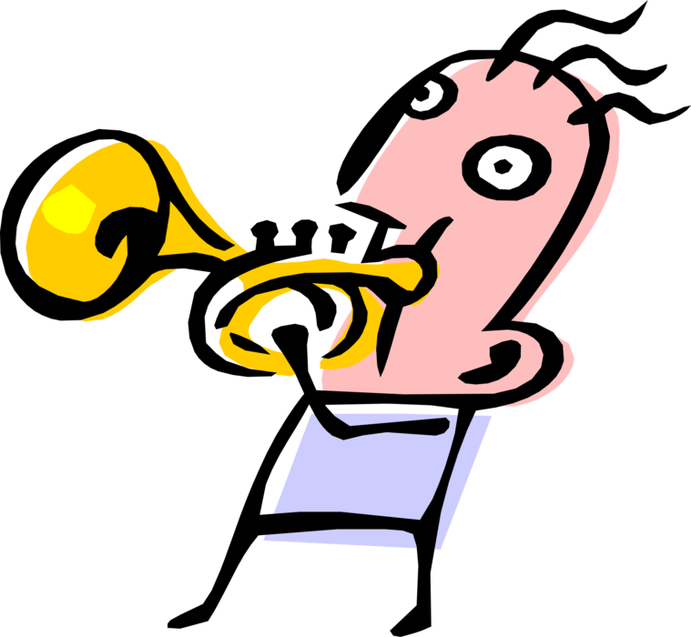 Vector Illustration Of Jazz Musician Plays Trumpet - Person Playing Trumpet Clipart (759x700)