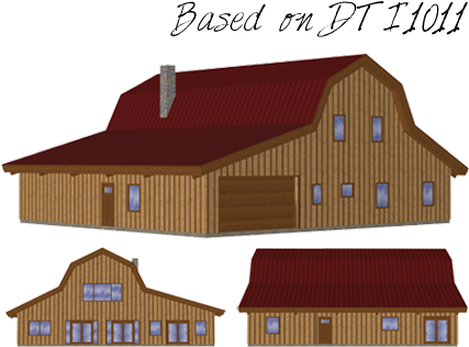 Pre-designed Great Plains Gambrel Barn Home 3d Model - Gambrel (438x364)