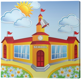Vector Cartoon School Building Canvas Print • Pixers® - School Sri Lanka Clip Art (400x400)