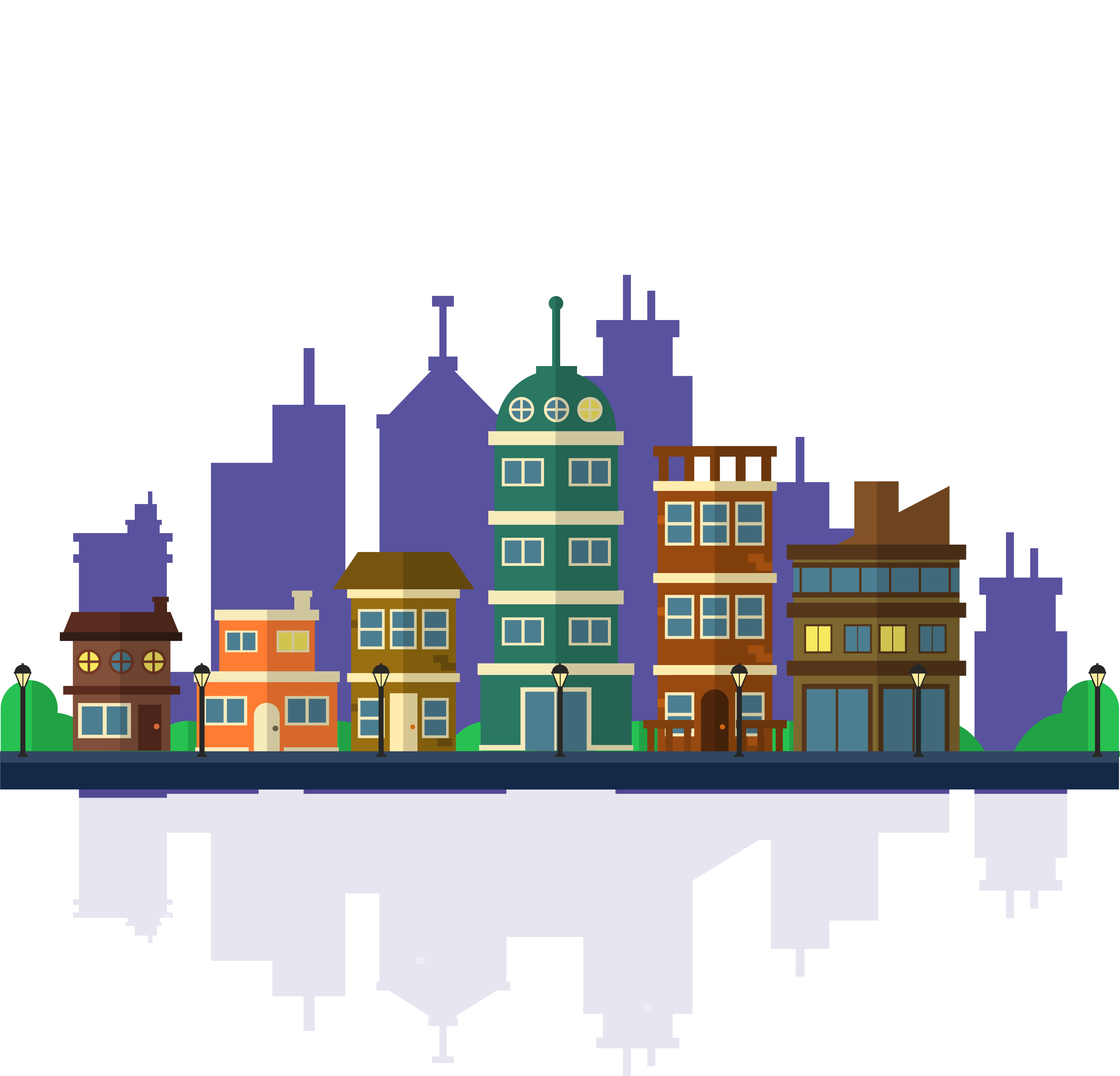 Vector City Building Background - City Background Vector Png (3593x3453)