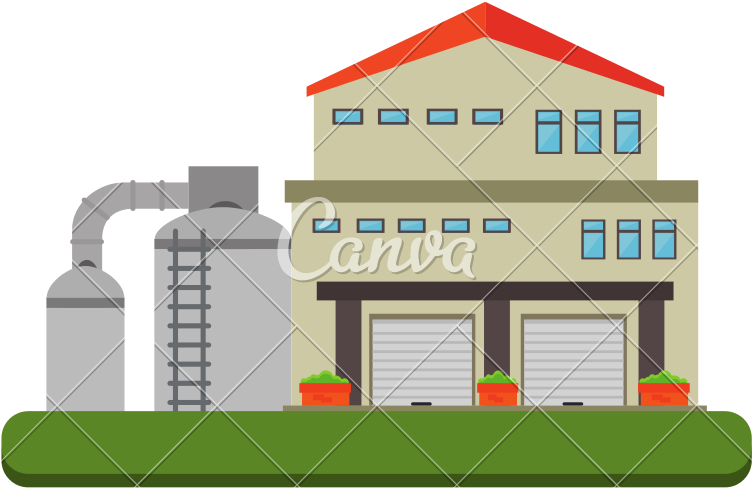 Factory Building Vector Illustration - Factory (800x800)