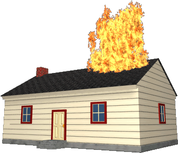 House Fire - Cartoon House On Fire Gif (364x338)