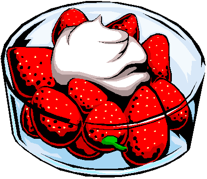 Berry Yogurt Clip Art - Strawberries And Cream Cartoon (424x365)