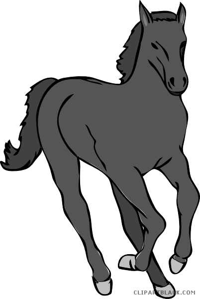 Running Horse Animal Free Black White Clipart Images - Horse Clip Art (402x600)