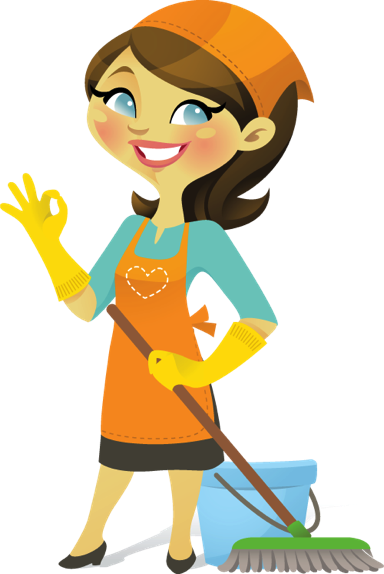 Diamond Cleaning Services Pdx - Cleaning Lady Cartoon Png (384x574)