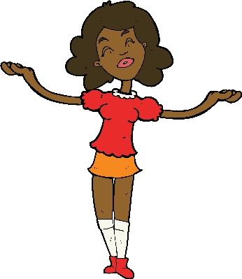 Cartoon Woman Taking Praise Clipart The Arts Image - Caricature (346x399)
