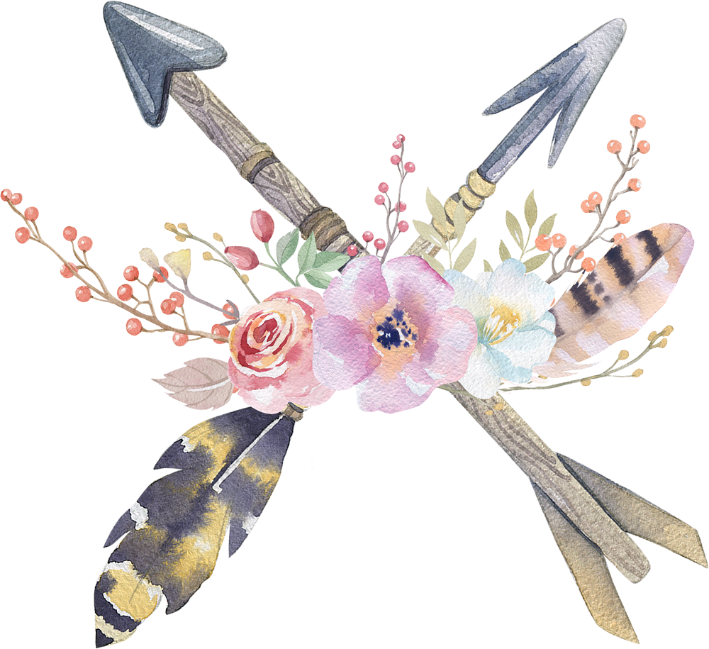 Feathered Arrow Clip Art Transparent Background Download - Retro Nostalgia Flower Feathers Arrow Cotton Linen (1000x915)