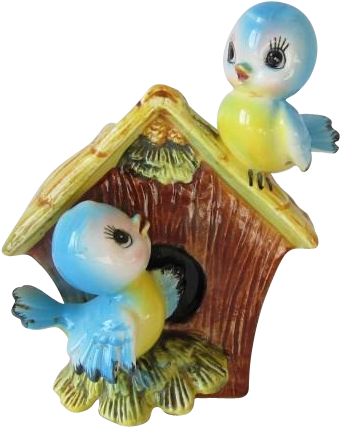 Adorable Norcrest Bluebirds And Birdhouse Planter - Nest Box (426x426)